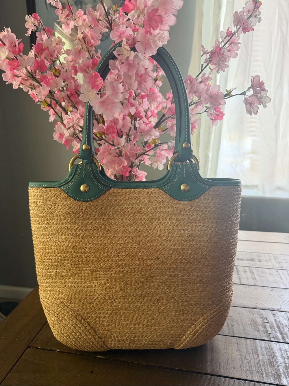 COACH Straw Tote Bag - Picture 2 of 6